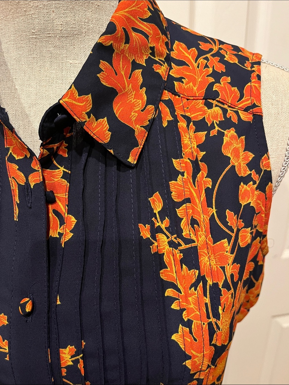 Nanette Lepore Navy Dress with Orange Floral Pattern - Picture 2 of 5